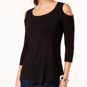 JM Collection Cold-Shoulder Top Black petite Large